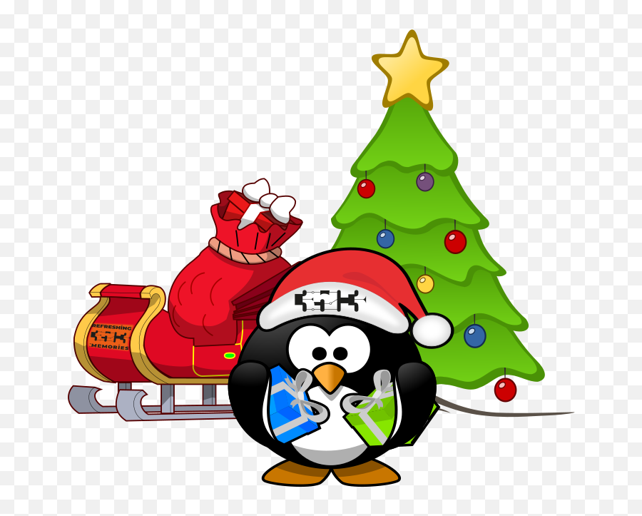 Christmas Tux - Transparent Clear Background Christmas Santas Sleigh Cartoon Png,Tux Png