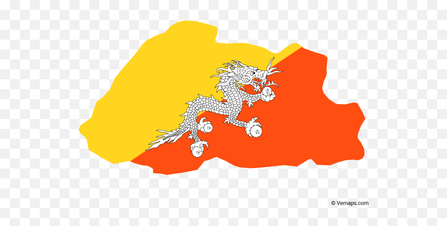 Flag Map Of Bhutan - Bhutan Flag Map Png,Haiti Flag Png
