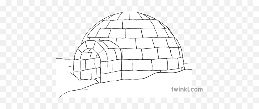 Igloo Black And White 1 Illustration - Twinkl Bowl With Cling Film Png,Igloo Png