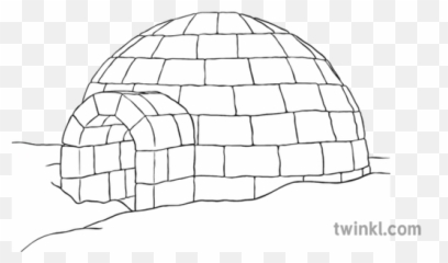 Igloo Black And White 1 Illustration - Twinkl Bowl With Cling Film Png,Igloo Png