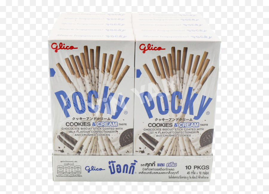 Glico Pocky Cookies U0026 Cream 45g - Pack Of 10 Glico Pocky Cookies And Cream Flavour Png,Pocky Png