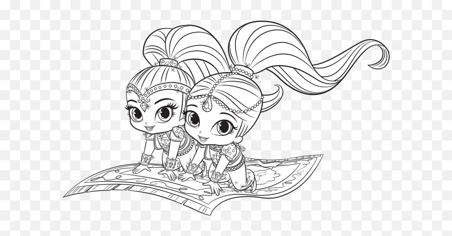 Shimmer Shine Colouring Png Image - Cartoon,Shimmer And Shine Png