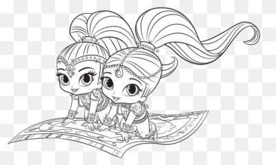 Shimmer Shine Colouring Png Image - Cartoon