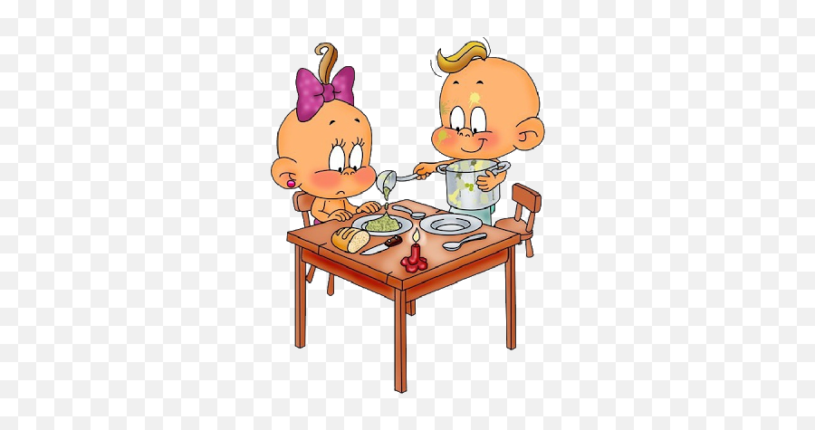 What Dream About Table Means - Funny Baby Boy And Baby Girl Cartoon Png,People Sitting At Table Png