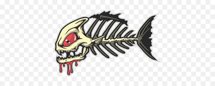Fish Skeleton Colored Decal 3 - Fictional Character Png,Fish Skeleton Png
