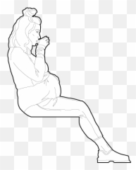 Pregnant Woman Sitting Drawing - Free dwg u0026 cad block png