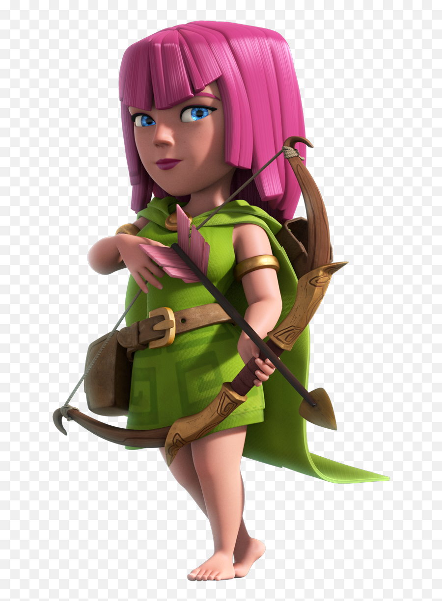 Download Brown Clash Of Character Fictional Hair Royale Hq - Clash Of Clans Archer Model Png,Clash Royale Png