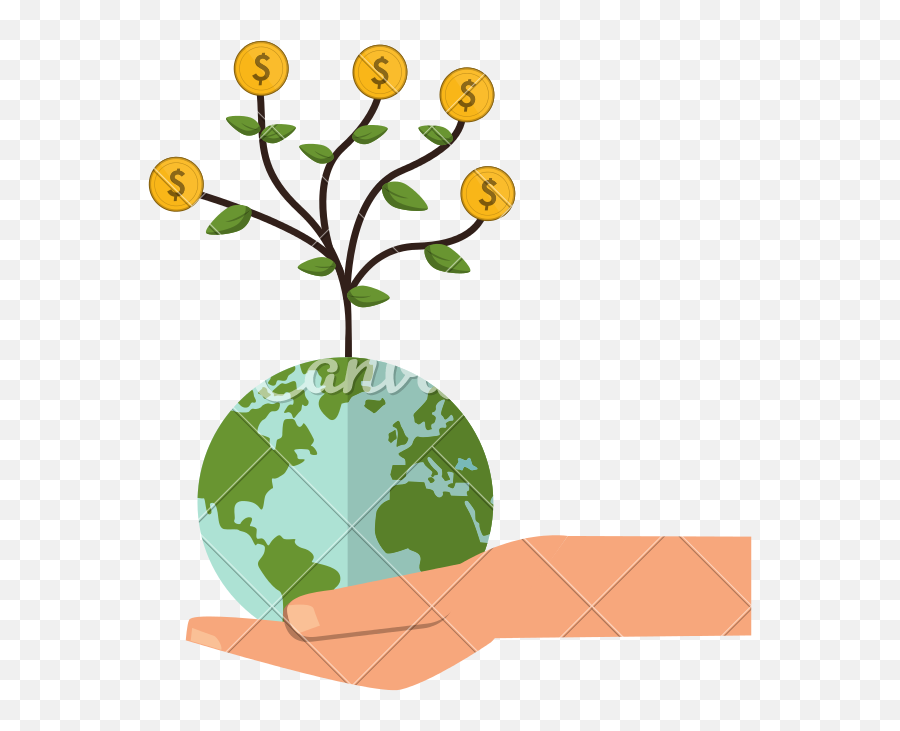 Shelter Hand With Earth Globe Money Tree Icon - Icons By Canva Viasat 3 Coverage Map Png,Globe Png Icon