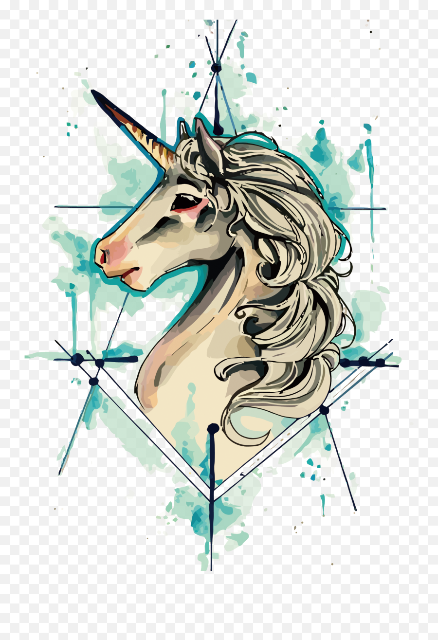 Download Tattoo Flash Vector Iphone Unicorn Drawing Hq Png - Unicorn Tattoo Drawing,Unicorn Head Png