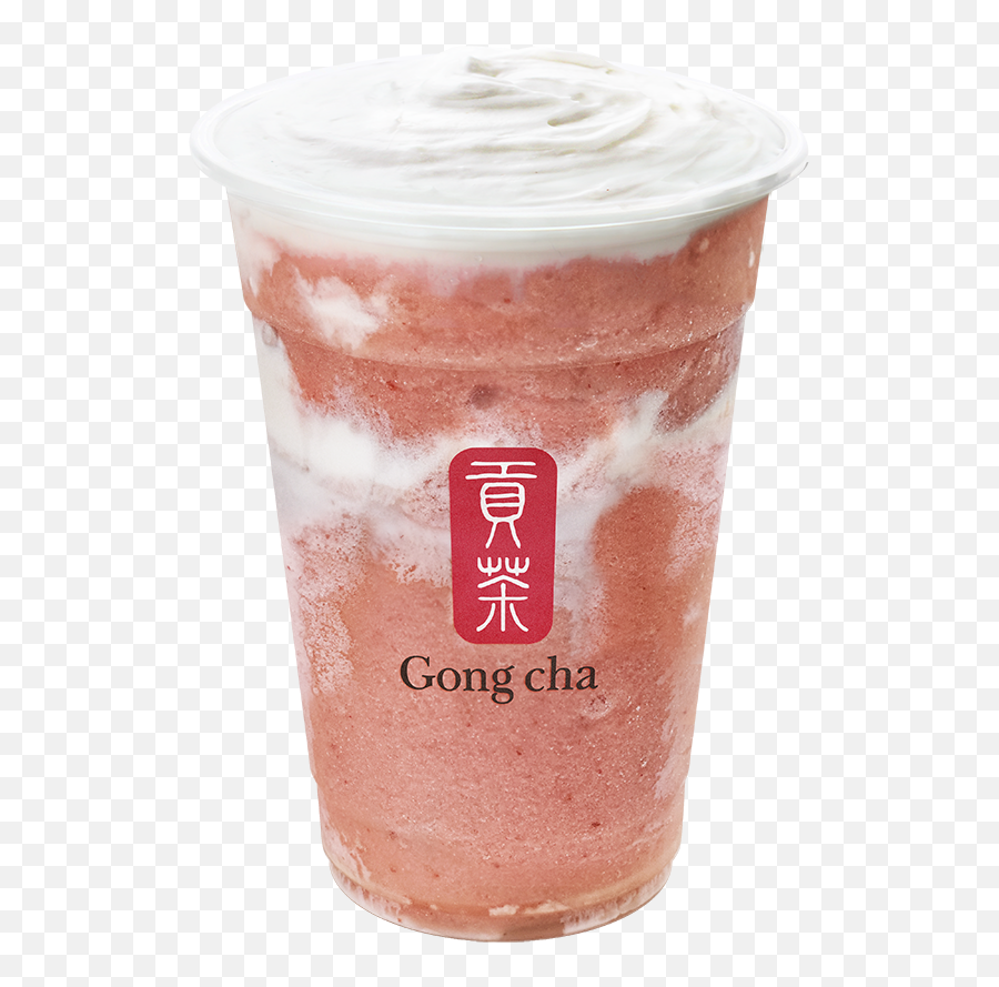 Milk Foam Strawberry Green Tea Smoothie - Milk Gong Cha Strawberry Flavors Png,Smoothie Png