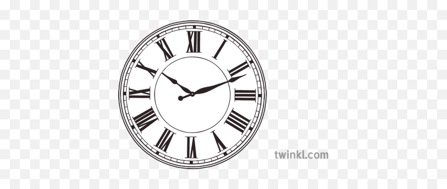 Old Clock Black And White Illustration - Twinkl Victorian Wall Clock Png,Vintage Clock Png
