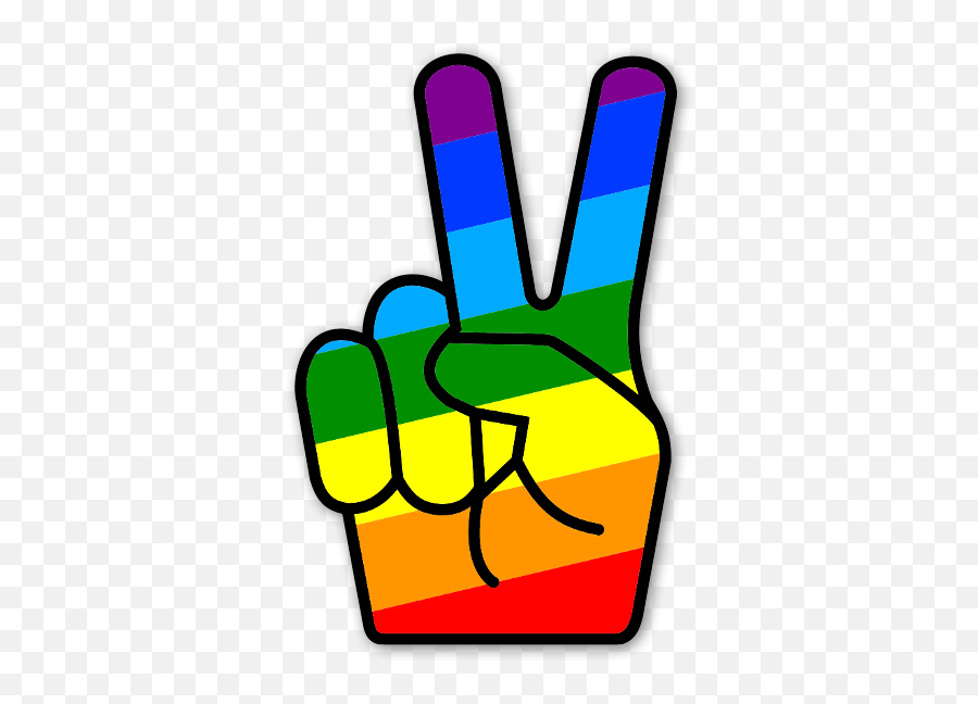 Rainbow Peace Fingers - Stickerapp Finger Rainbow Peace Sign Png,Peace Sign Transparent Background