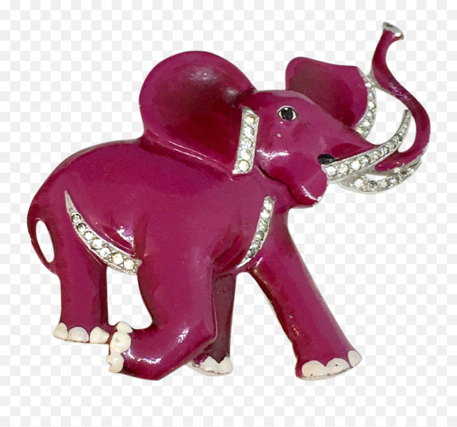 Trifari Enamel Republican Elephant Fur Clip Pin - Indian Elephant Png,Republican Elephant Png