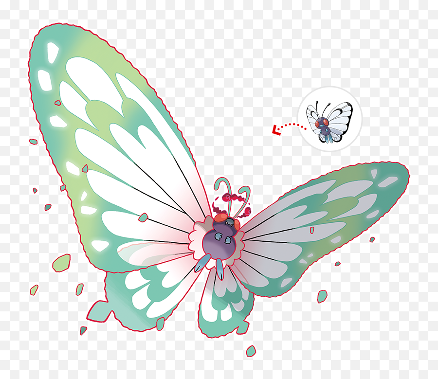 Gigantamax Butterfree And Meowth Revealed For Pokémon Sword - Pokemon Butterfree Png,Meowth Png