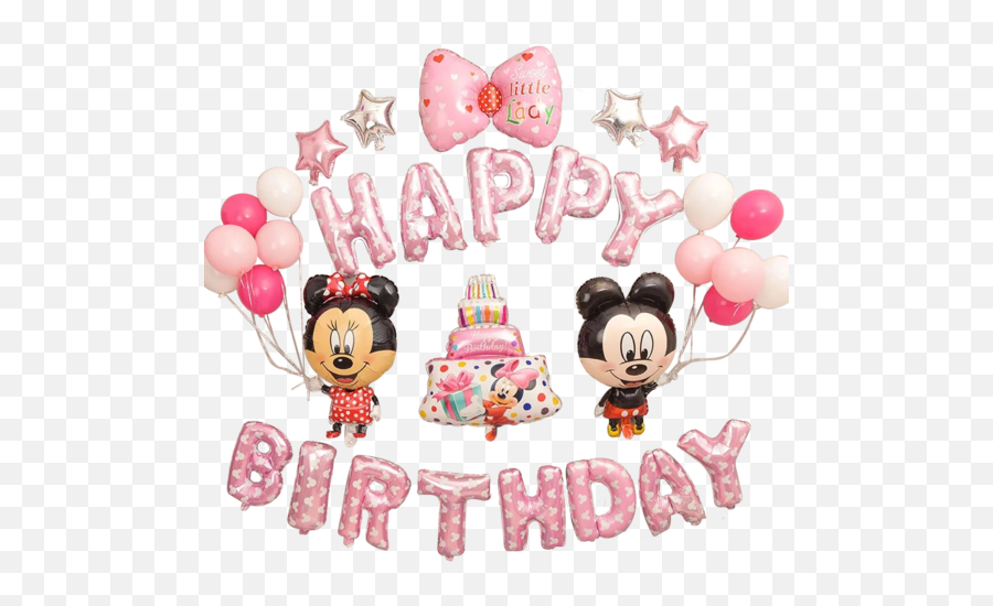 Happy Birthday Mickey Minnie Mouse - Happy Birthday Minnie Mouse Balloon Png,Minnie Mouse Pink Png