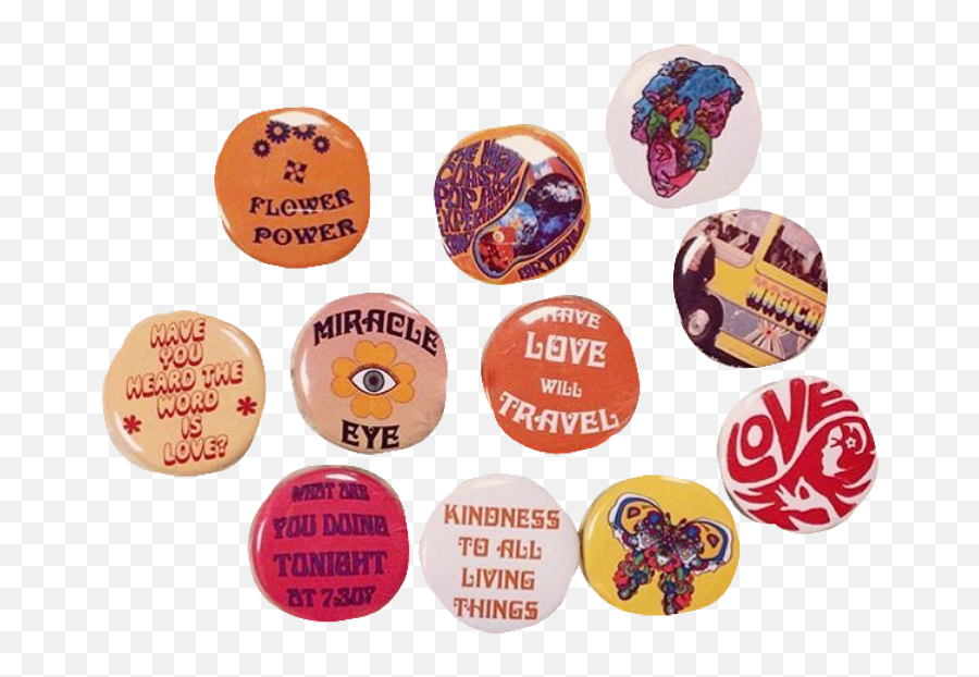 Polyvore Moodboard Filler Buttons 70s - 70s Aesthetic Pins Png,70s Png