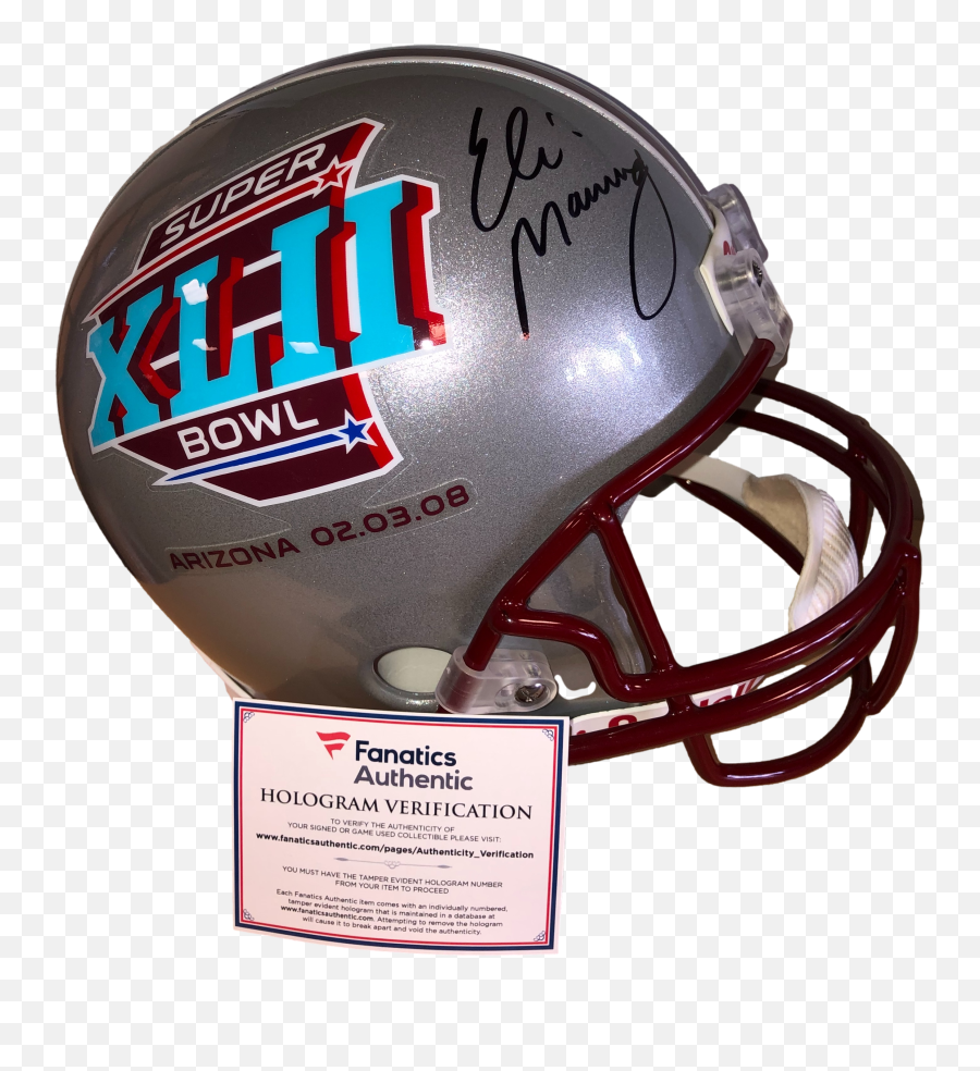 New York Giants Eli Manning Signed Autograph Super Bowl Xlii 42 Full - Size Replica Helmet Fanatics Coa Revolution Helmets Png,Riddell Speed Icon Vs Speed