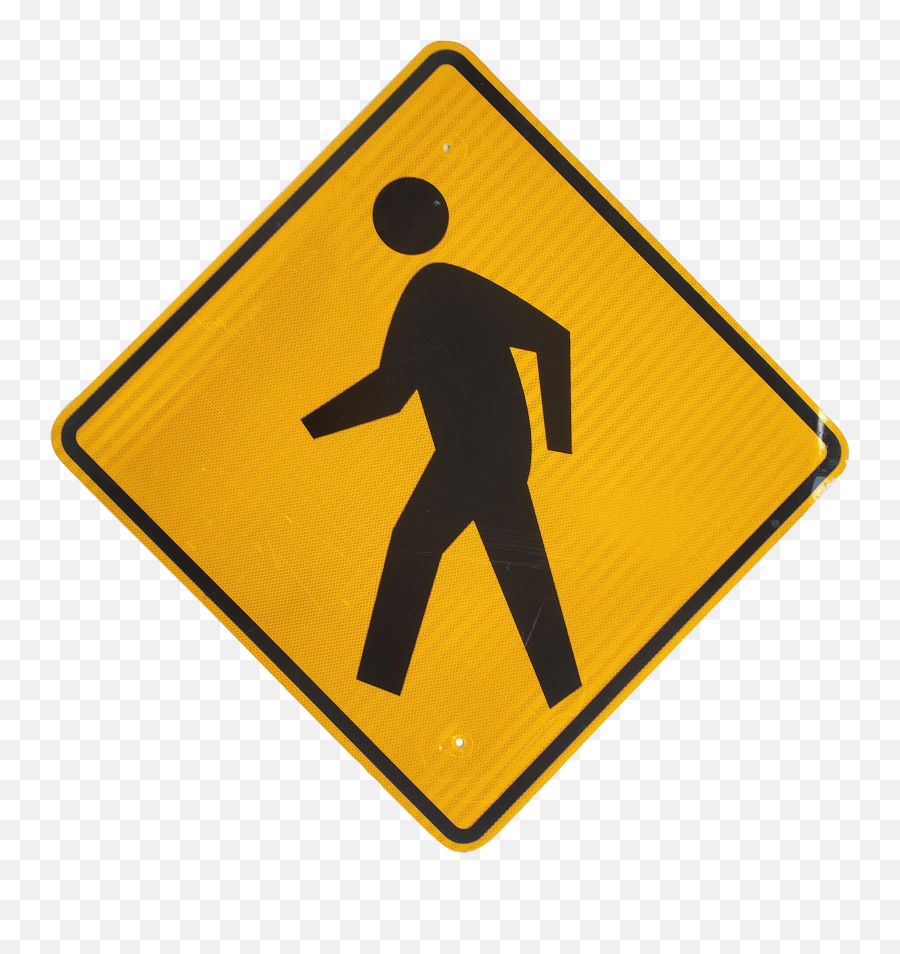 Vintage Street Road Crossing Warning Sign - Cross Walk Sign Png,Yellow Warning Icon