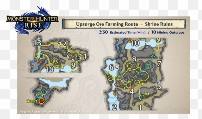 Upsurge Ore Farming Routes For All 5 Maps Videos - Wisplanterns Monster Hunter Rise png