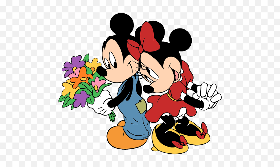 Download Mickey Minnie Mouse Clip Art - Mickey And Minnie With Flower Png,Mickey And Minnie Png