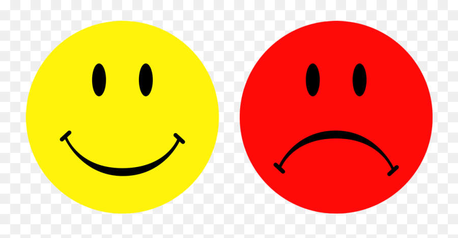 Green Happy Face And Red Sad Full Size Png Download - Happy And Sad Face Png,Sad Face Png