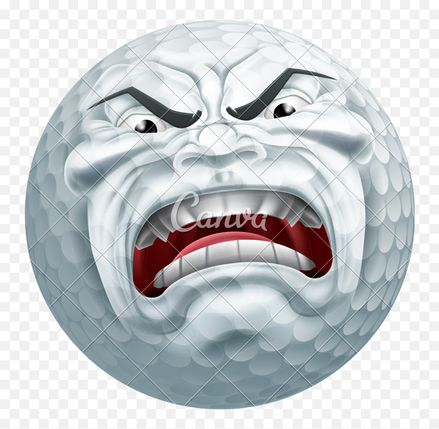 Angry Golf Ball Sports Cartoon Mascot - Icons By Canva Bola Furiosa Vetor Png,Angry Mouth Png