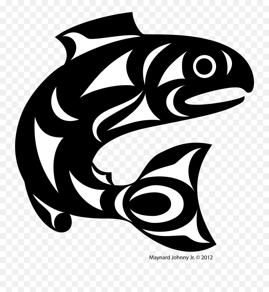 And White No Border - Coast Salish Drawing Png,Salmon Transparent Background