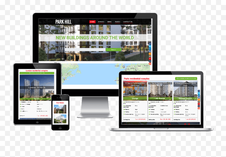Parkhill - Real Estate Landing Page Template Responsive And Ordinary Website Png,Bootstrap Partner Icon Page