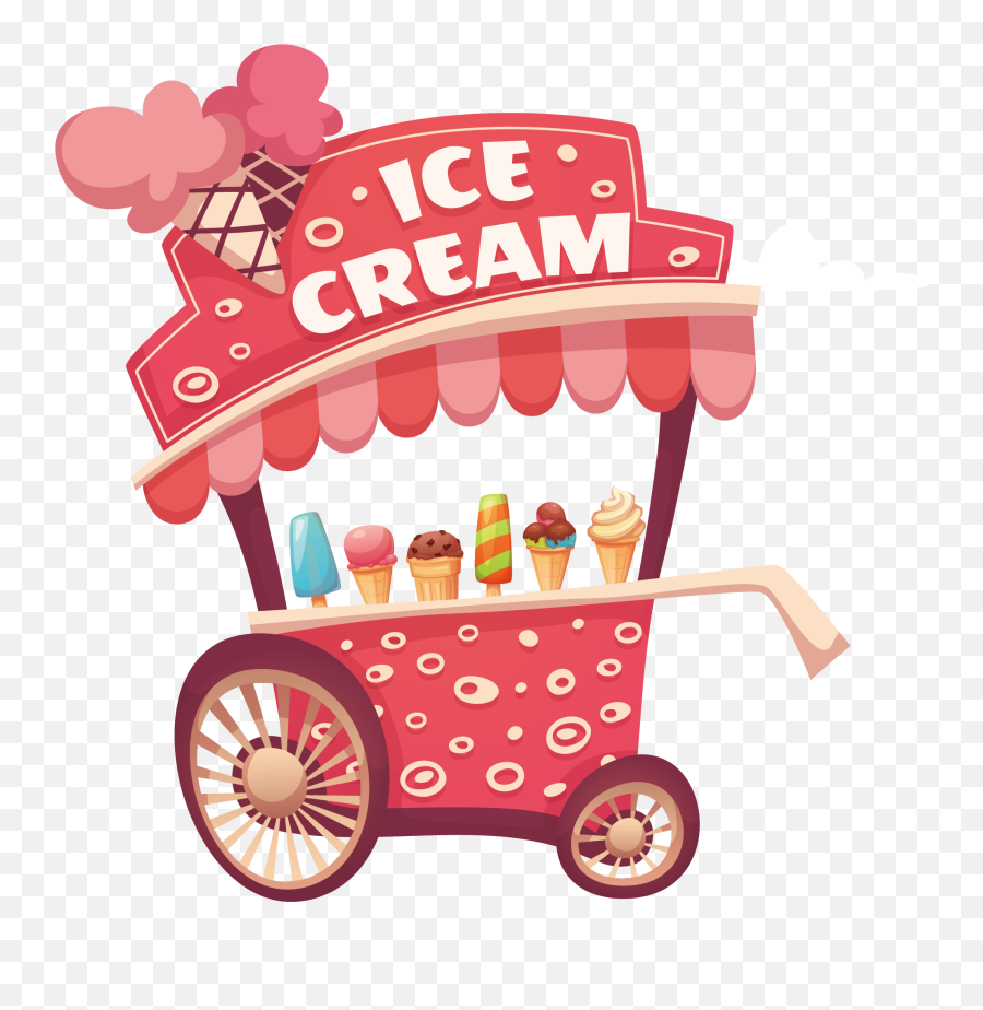 Download Vector Cart Ice Cream Free Frame Clipart Png - Ice Cream Cart Clipart,Cart Png