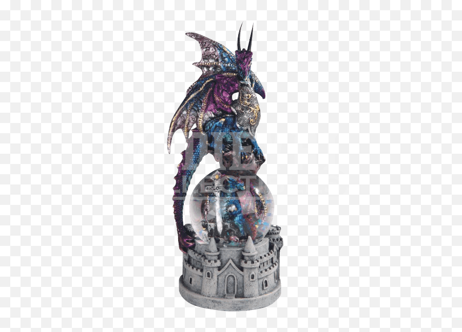 Snow Globe Png - Blue Dragon With Castle Base Snow Globe Figurine,Blue Dragon Png