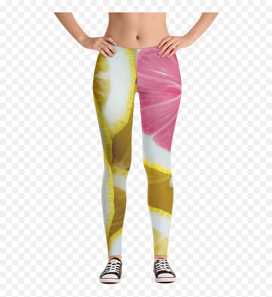 Pink Lemon Slice Print Leggings - Light Pink Camo Leggings Png,Lemon Slice Png