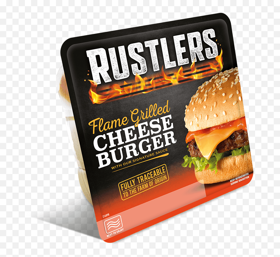 Rustlers Flame Grilled Cheeseburger - Bun Png,Cheese Burger Png