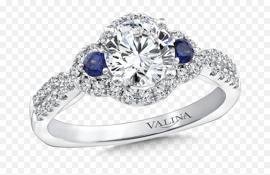 Valina Diamond And Blue Sapphire Halo Engagement Ring - Engagement Rings With Blue Stone Accents Png,Halo Ring Png