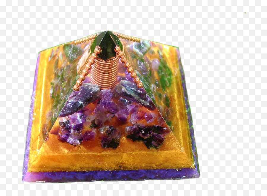 Black Obsidian And Amethyst Orgonite Pyramid 140mm X Pyramids - Crystal Png,Pyramids Png