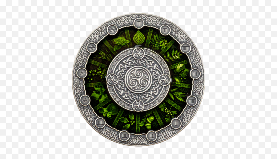 2020 2 Oz Niue Celtic Calendar 999 Silver Antique Coin - Celtic Calendar 2020 Silver Coin Png,Silver Shield Png