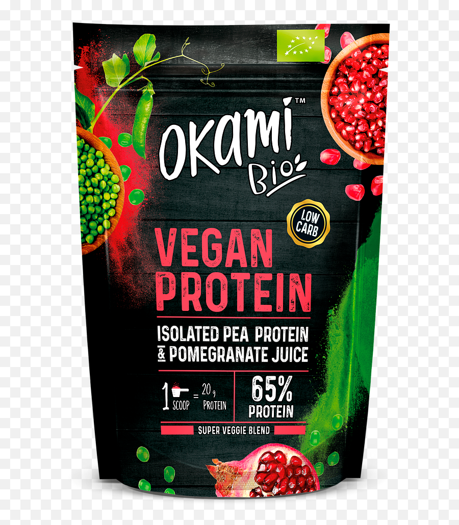 Isolated Pea Protein U0026 Pomegranate Juice Okamibio - Okami Bio Vegan Protein Png,Pomegranate Png