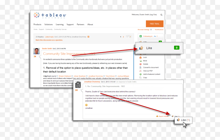 Tableau Forums Update Introducing The Like Button And - Screenshot Png,Like Button Transparent