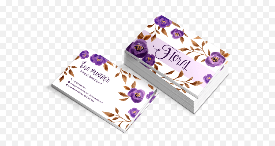 Design Stylish Feminine Watercolor Business Card - Business Card Feminine Png,Business Card Png