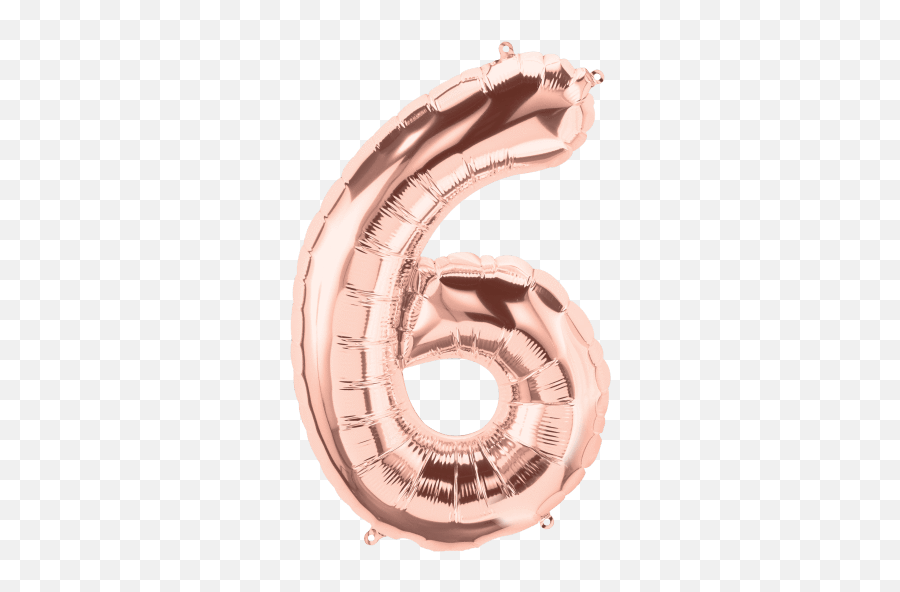 Numbers 0 To 9 Rose Gold Foil Balloon - Number 6 Rose Gold Balloon Png,Gold Numbers Png