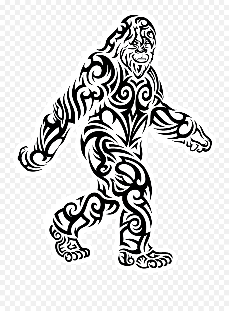 The Tribal Bigfoot Stroll Sticker - Bigfoot Black And White Png,Bigfoot Png