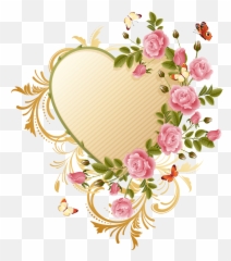 Butterfly Heart Flower Rose Pink Border - And png