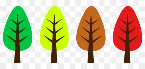 Set Of Cute Miniature Autumn Trees - Clip Art png