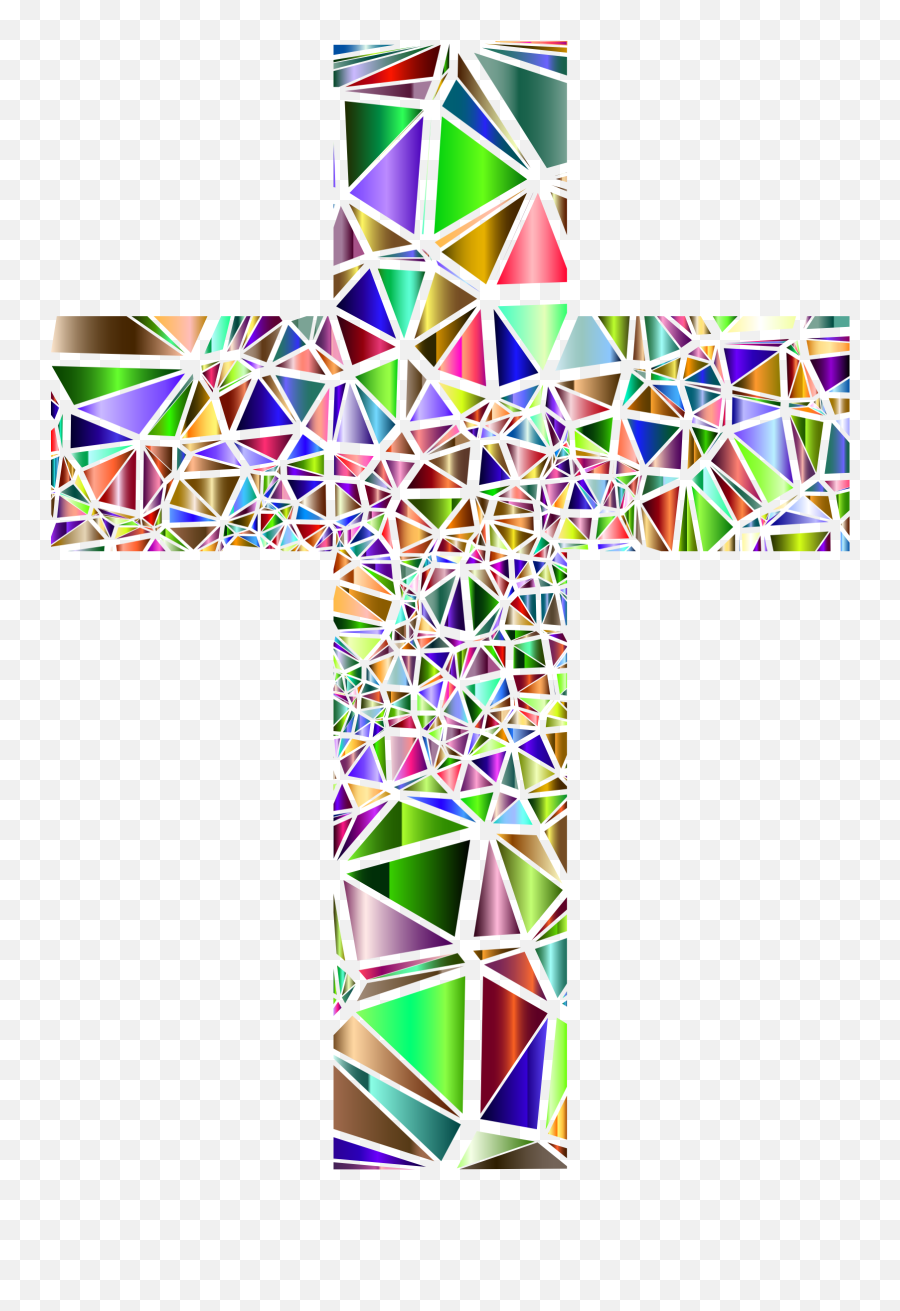 Rainbow Png Transparent Background - Low Poly Stained Glass Stained Glass Cross Png,Rainbow Png Transparent Background