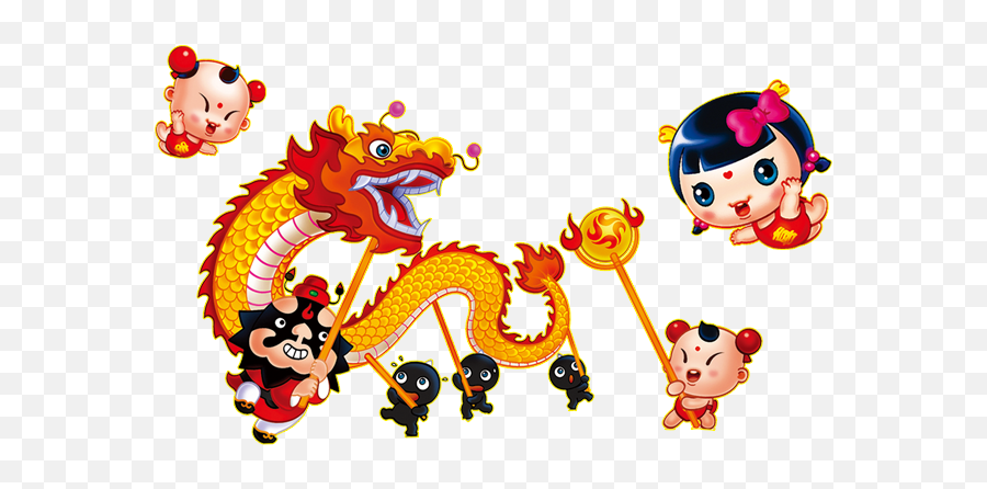 Download February Chinese Dance Child Dragon Cellon Lion - Chinese Dragon Dance Transparent Background Png,Lion Clipart Png