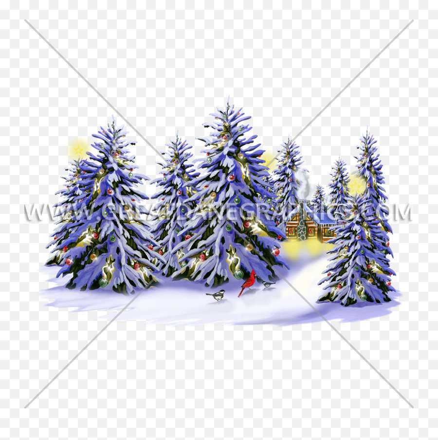 Christmas Snow Trees Production Ready Artwork For T - Shirt Png,Christmas Snow Png