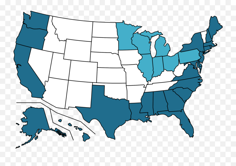 List Of U S By Coastline Wikipedia - State Map Outline States Ban Conversion Therapy Png,Us Map Outline Png