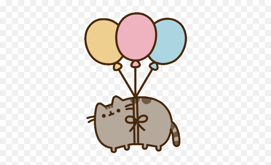 Pusheen Flying Gif - Pusheen Flying Balloon Discover U0026 Share Gifs Happy Birthday Pusheen Gif Png,Pusheen Transparent