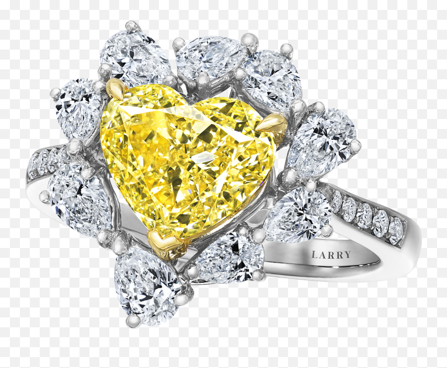 Fancy Yellow Heart Shaped Ring - Heart Shape Yellow Diamond Png,Yellow Heart Png