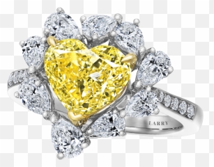 Fancy Yellow Heart Shaped Ring - Heart Shape Yellow Diamond Png,Yellow Heart Png