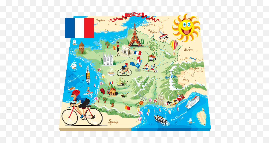 French Clipart France Map - Cartoon Map Of France Full Animated Map Of France Png,French Png